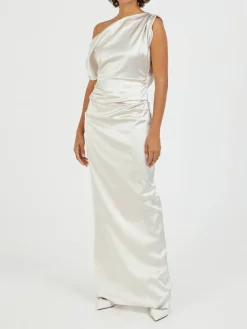 Abendkleid aus Satin Crème