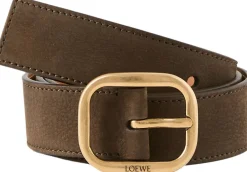 Abgerundeter Gürtel mit Loewe Gravur Dark Brownie/Vintage Gold