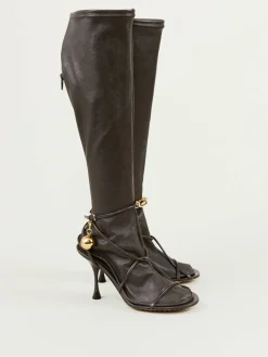Absatzstiefel mit Kettendetail 'Dot Boots' Fondant