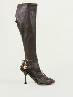 Absatzstiefel mit Kettendetail 'Dot Boots' Fondant