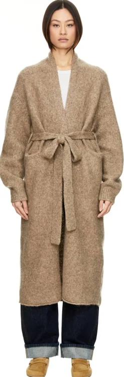 Alpaka-Woll-Strickmantel 'Loft' Beige
