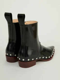 Ankle Boots mit Nieten-Details Schwarz