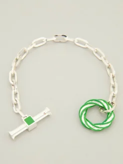 Armband mit T-Verschluss Silber/Grün