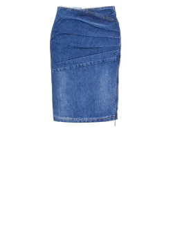 Asymmetrischer Jeansrock Mittelblau