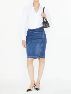 Asymmetrischer Jeansrock Mittelblau