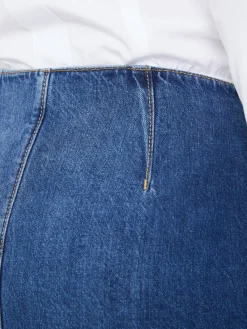 Asymmetrischer Jeansrock Mittelblau