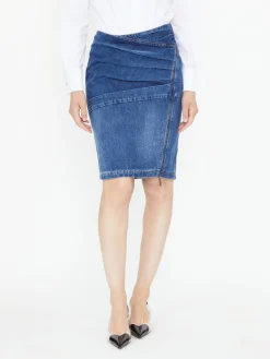 Asymmetrischer Jeansrock Mittelblau