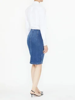 Asymmetrischer Jeansrock Mittelblau