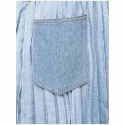 Asymmetrischer Midirock mit Falten Hellblau