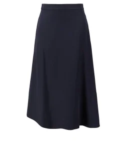 Asymmetrischer Rock aus Schurwolle Marineblau