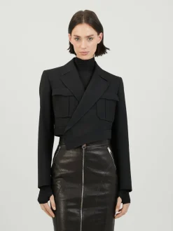 Asymmetrischer Wollblazer Schwarz