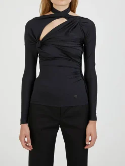 Asymmetrisches Langarmshirt Schwarz