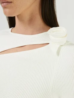 Asymmetrisches Langarmshirt Weiß