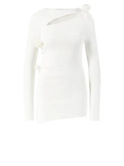 Asymmetrisches Langarmshirt Weiß