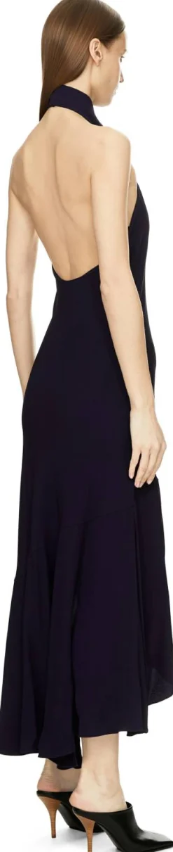Asymmetrisches Maxikleid mit Volants Violett
