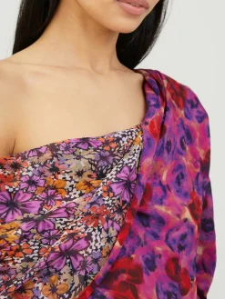 Asymmetrisches Seidenkleid 'Devora' Multi/Violett