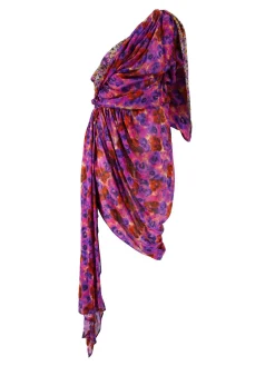 Asymmetrisches Seidenkleid 'Devora' Multi/Violett