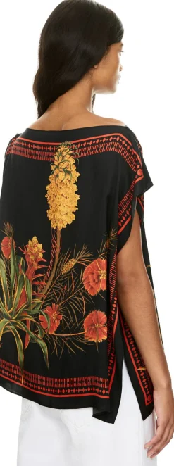 Asymmetrisches Top aus bedrucktem Viskose-Twill Multi