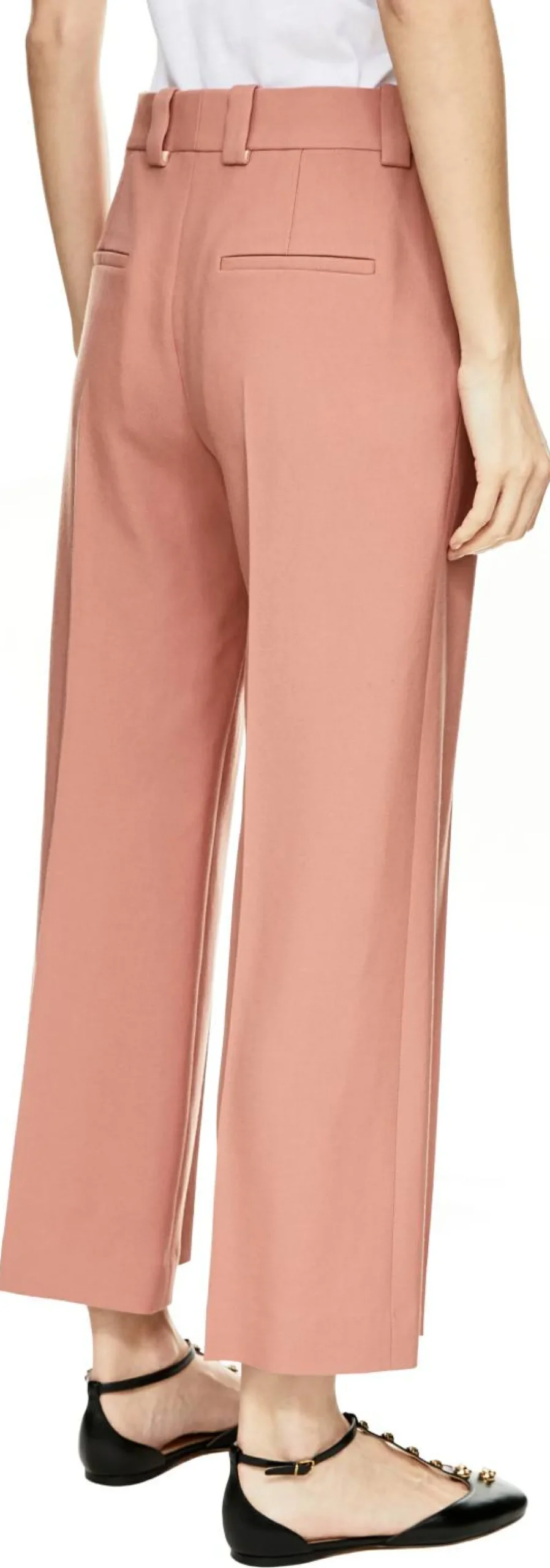 Ausgestellte Bootcut-Hose aus Wollgabardine Pink