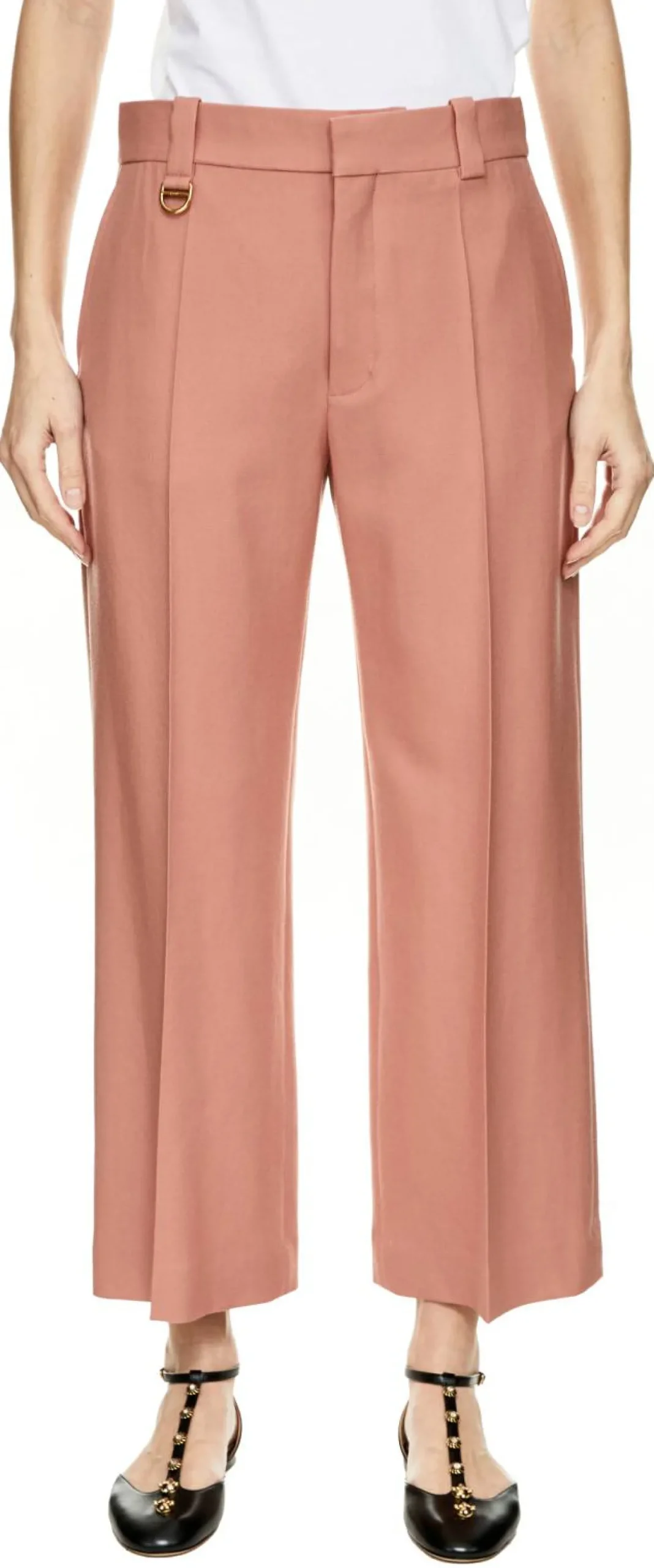 Ausgestellte Bootcut-Hose aus Wollgabardine Pink