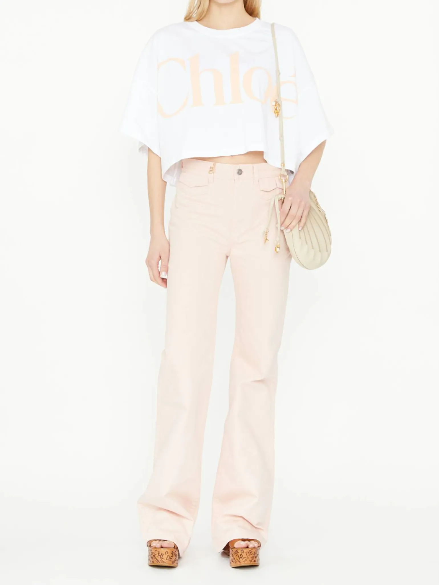Ausgestellte Jeans aus Baumwolle Rosé