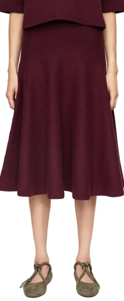Ausgestellter Cashmere-Midirock Rot