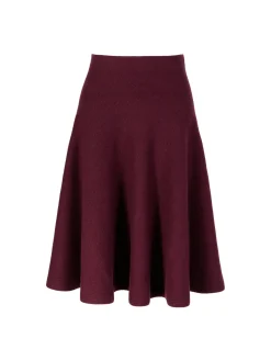 Ausgestellter Cashmere-Midirock Rot