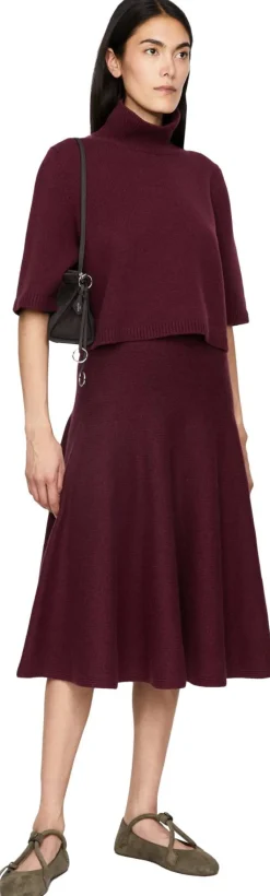 Ausgestellter Cashmere-Midirock Rot