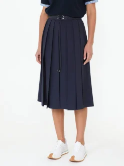 Ausgestellter Faltenrock Marineblau