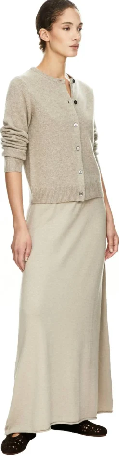 Ausgestellter Midirock aus Seide und Cashmere Summer Taupe