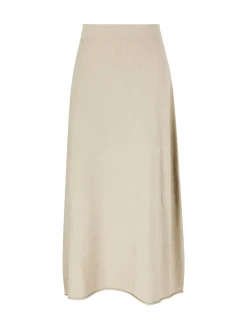 Ausgestellter Midirock aus Seide und Cashmere Summer Taupe