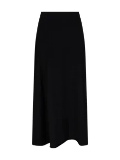 Ausgestellter Midirock aus Seide und Cashmere Black