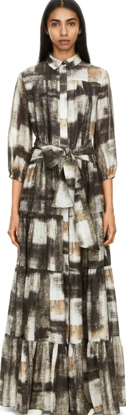 Ausgestelltes Blusenkleid Braun