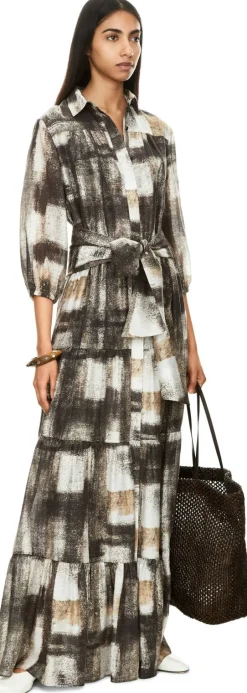 Ausgestelltes Blusenkleid Braun