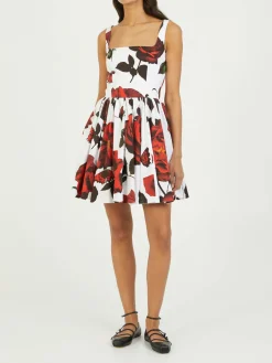 Ausgestelltes Kleid Weiß/Rot