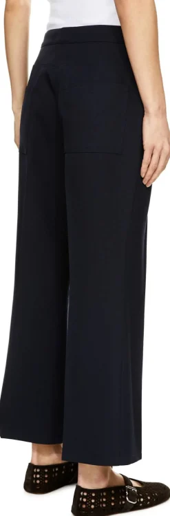 Ausgestellte Wollhose Marineblau