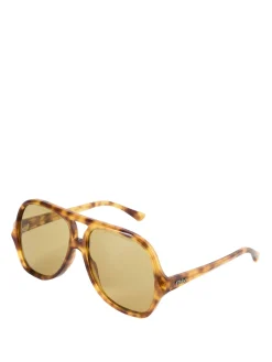 Aviator-Sonnenbrille mit Schildpatt-Optik Khaki