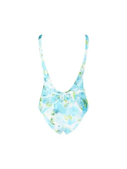 Badeanzug 'Bathing' mit Aqua-Blumenprint Petrol