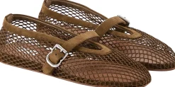 Ballerina aus Fischnetzstoff Khaki