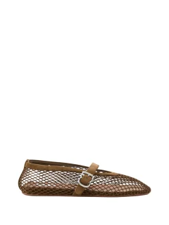 Ballerina aus Fischnetzstoff Khaki