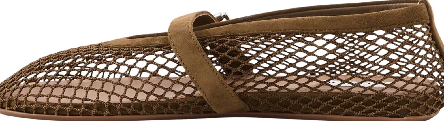 Ballerina aus Fischnetzstoff Khaki