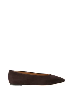 Ballerina aus Veloursleder Dunkelbraun