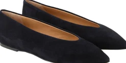 Ballerina aus Veloursleder Marineblau