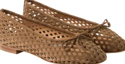 Ballerina 'Mesh' aus Veloursleder Braun