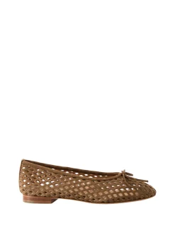 Ballerina 'Mesh' aus Veloursleder Braun