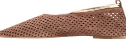 Ballerina mit Metallfußkettchen aus Veloursleder Braun