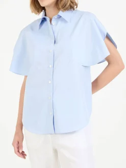 Baumwollbluse Hellblau