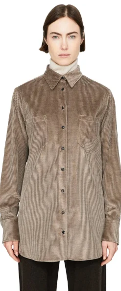 Baumwoll-Cashmere Cordhemd Braun