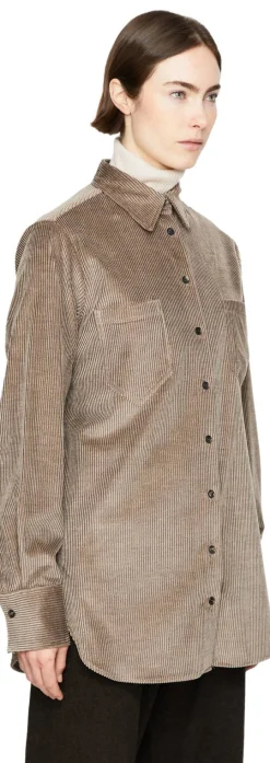 Baumwoll-Cashmere Cordhemd Braun