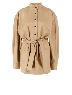 Baumwollhemd mit Gürtel Beige